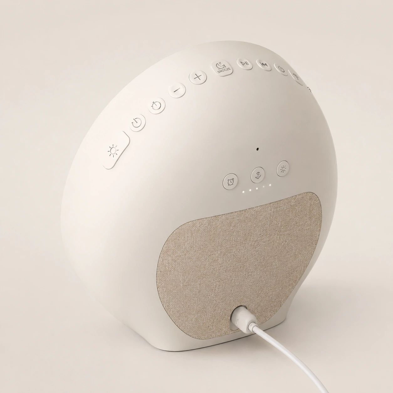 Dreamegg Sunrise 1 Wake Up Alarm Clock next to a smartphone app screen showing light and sound controls. Dreamegg Sunrise 1 Wake Up Alarm Clock next to a smartphone app screen showing light and sound controls.
