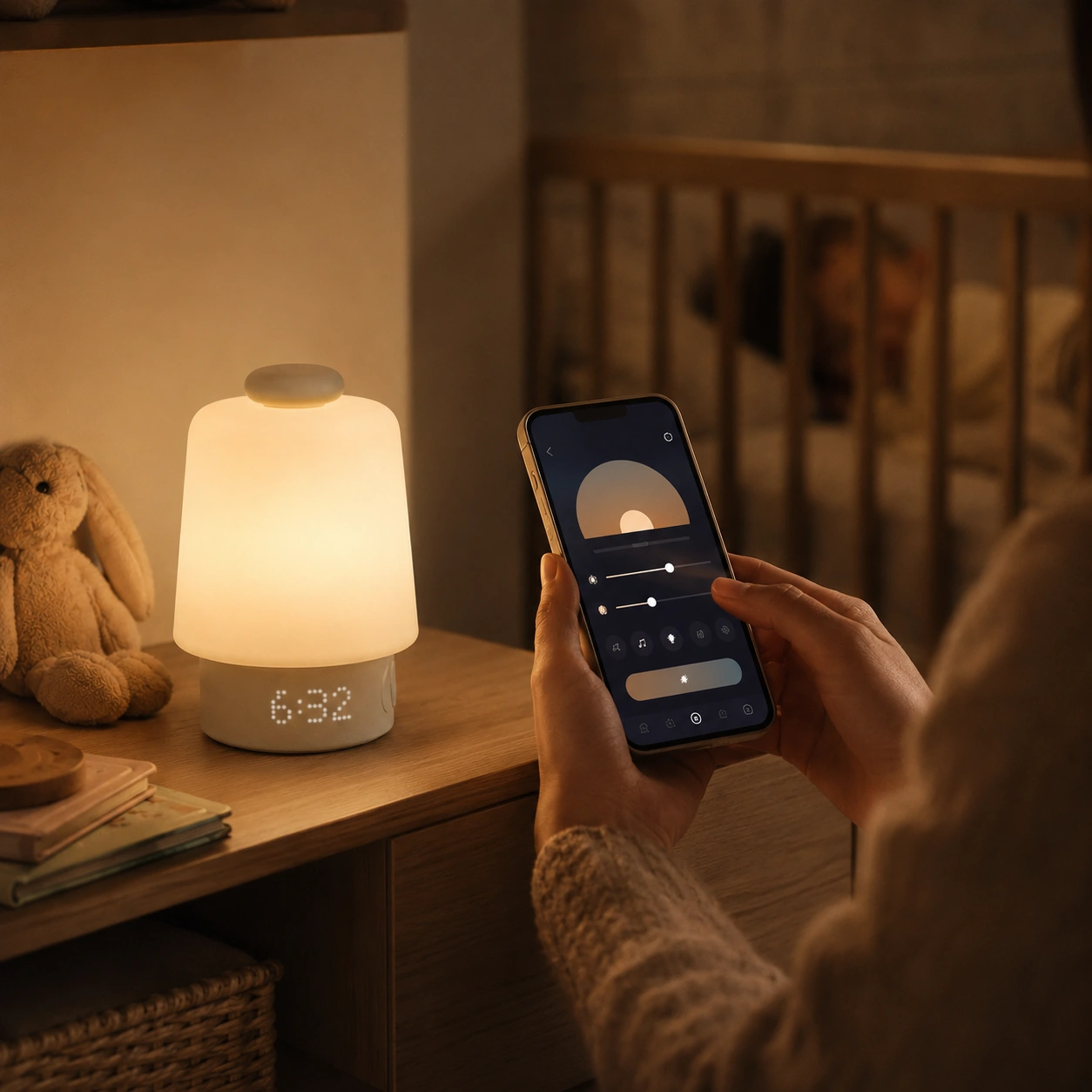 Hatch Baby routine settings controlled from the Hatch Sleep app Hatch Baby routine settings controlled from the Hatch Sleep app