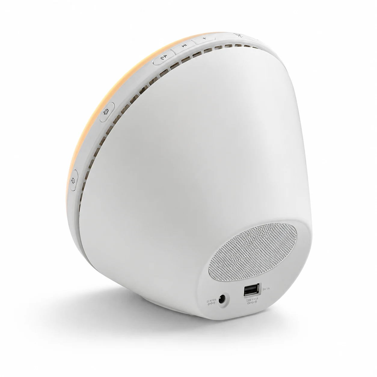 Rear view of the Philips SmartSleep HF3520/60 showing speaker grille and ports Rear view of the Philips SmartSleep HF3520/60 showing speaker grille and ports